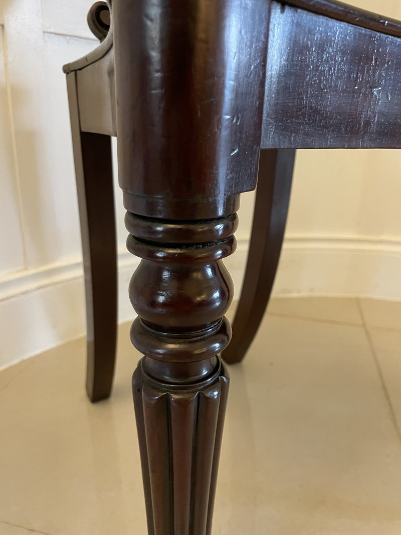 Outstanding Quality Pair of Antique Regency Carved Mahogany Hall Chairs - Image 14